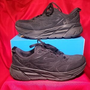 Hoka Men's Size 8 Women's 9 Clifton Suede Black Athletic Shoes New Without Tags